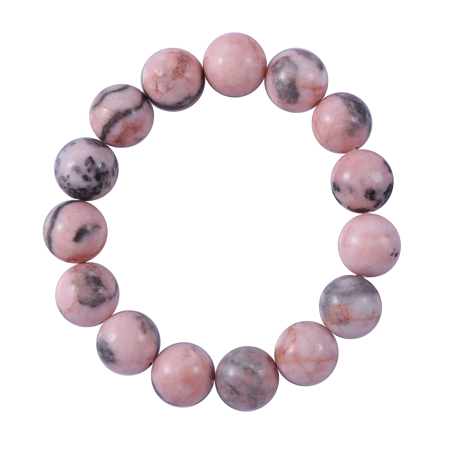 Pink Zebra Jasper Beaded Stretch Bracelet 150.00 ctw