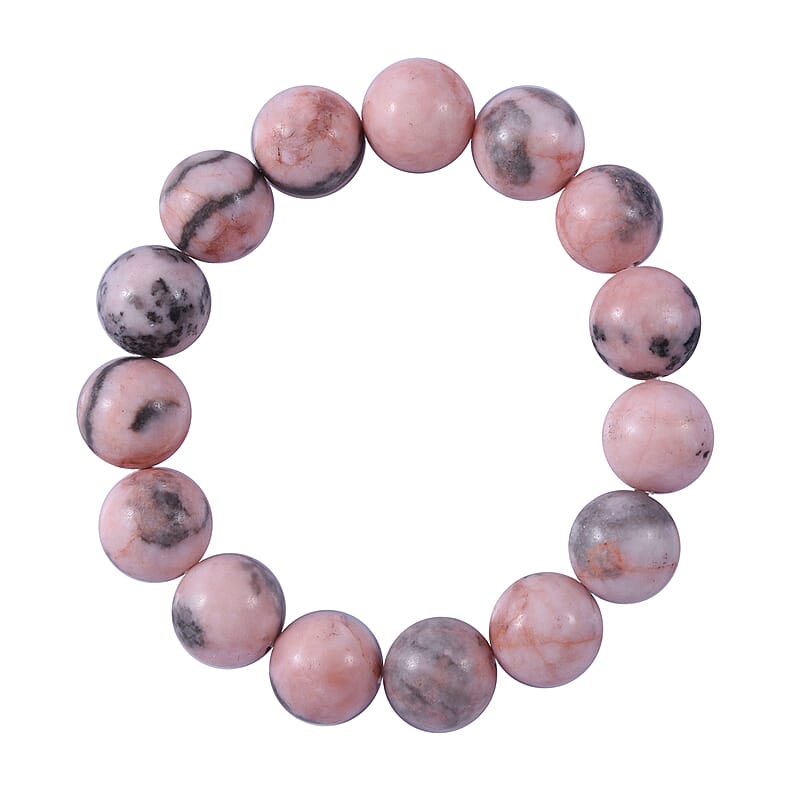 Pink Zebra Jasper Beaded Stretch Bracelet 150.00 ctw