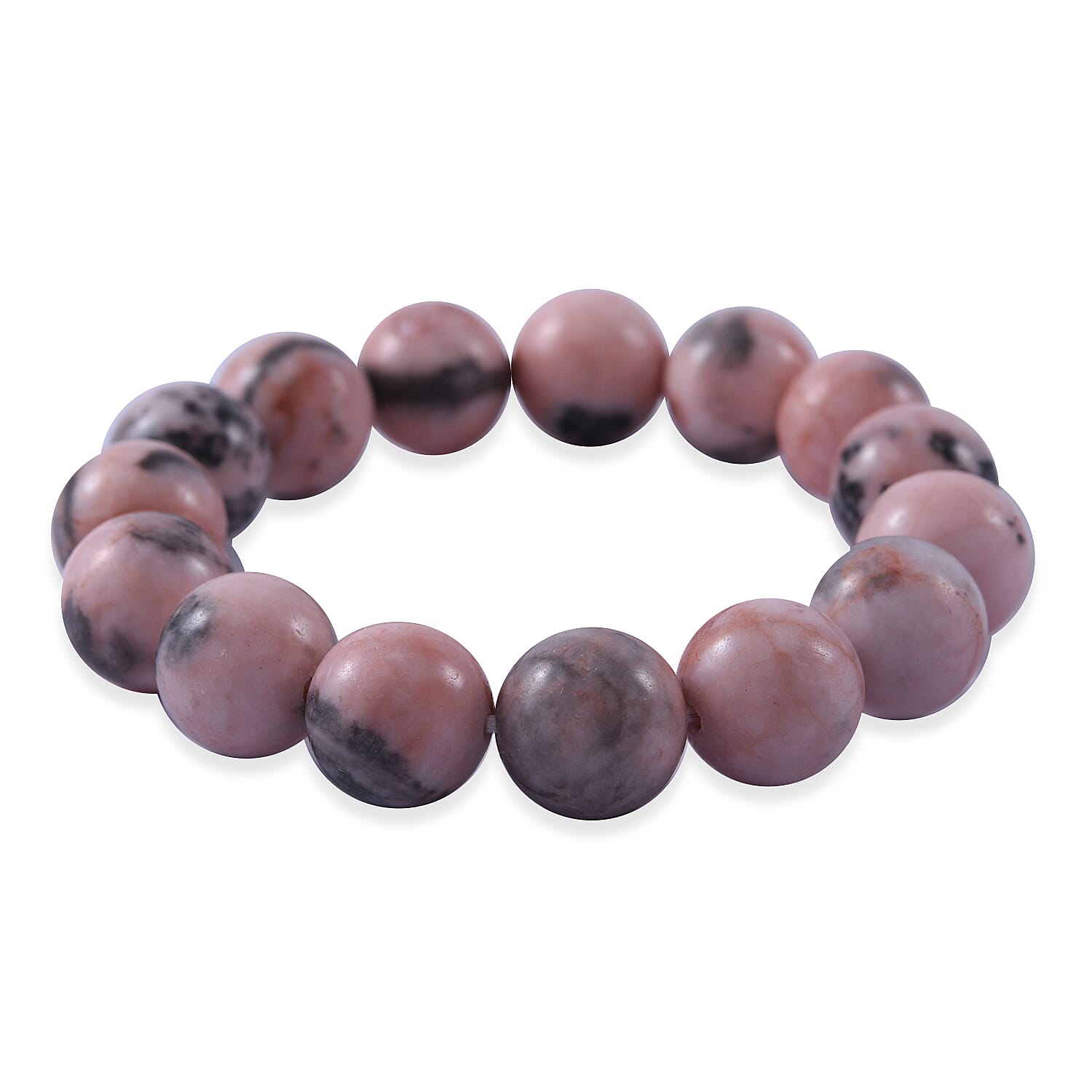 Pink Zebra Jasper Beaded Stretch Bracelet 150.00 ctw