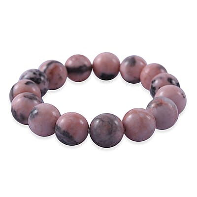 Pink Zebra Jasper Beaded Stretch Bracelet 150.00 ctw