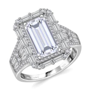 Doorbuster Moissanite 4.50 ctw Art Deco Ring in Rhodium Over Sterling Silver (Size 8.0)