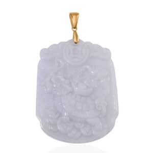 Natural Jade 90.00 ctw Dragon Turtle Carved Pendant in 10K Yellow Gold