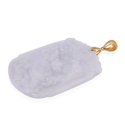 Natural Jade 90.00 ctw Dragon Turtle Carved Pendant without Chain in 10K Yellow Gold