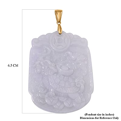 Natural Jade 90.00 ctw Dragon Turtle Carved Pendant without Chain in 10K Yellow Gold