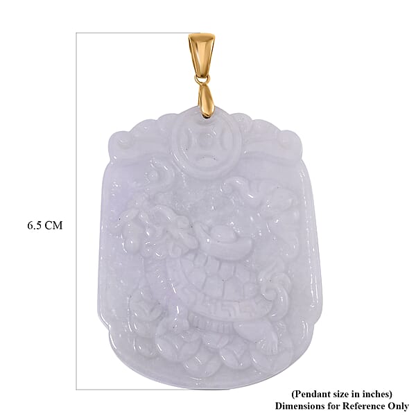 Natural Jade 90.00 ctw Dragon Turtle Carved Pendant without Chain in 10K Yellow Gold