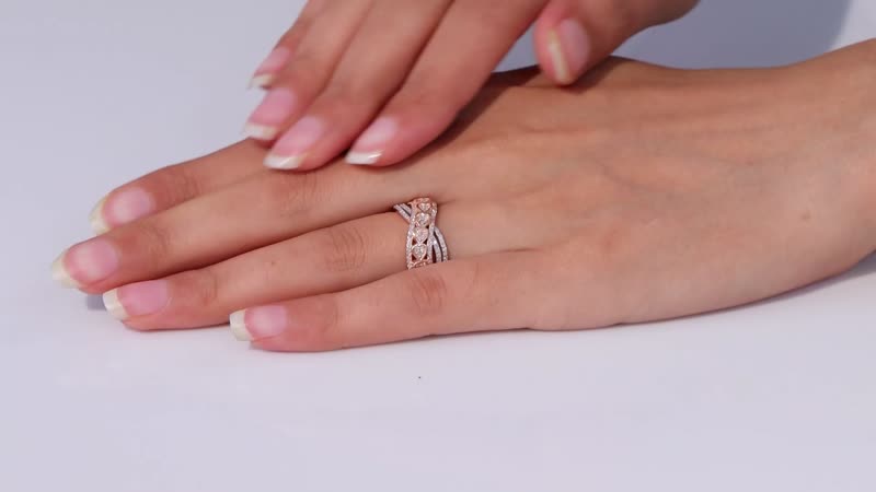 Natural Pink and White Diamond (I3) Ring in 18K Vermeil RG Over Sterling Silver (Size 10.0) 0.50 ctw