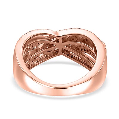 D'Joy Natural Pink and White Diamond I3 0.50 ctw Heart Ring in 18K Vermeil Rose Gold Over Sterling Silver (Size 10.0)