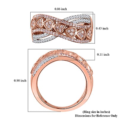 D'Joy Natural Pink and White Diamond I3 0.50 ctw Heart Ring in 18K Vermeil Rose Gold Over Sterling Silver (Size 10.0)