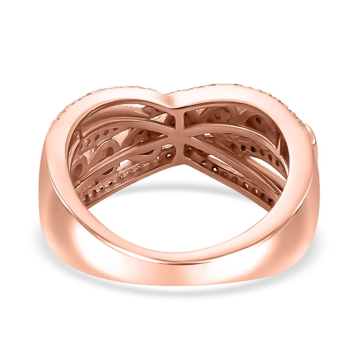 Natural Pink and White Diamond I3 0.50 ctw Heart Ring in 18K Vermeil Rose Gold Over Sterling Silver (Size 7.0) image number 4