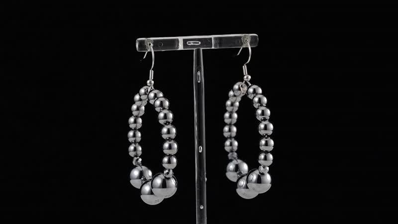 Terahertz Beaded Hoop Earrings in Stainless Steel 75.00 ctw