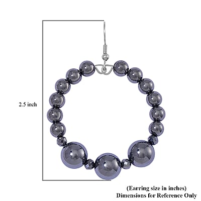 Terahertz Beaded Hoop Earrings in Stainless Steel 75.00 ctw