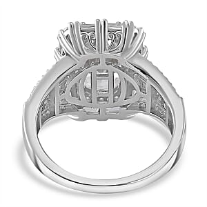 Moissanite 3.80 ctw Art Deco Ring in Rhodium Over Sterling Silver (Size 10.0)