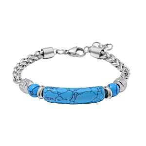 Blue Howlite 25.00 ctw Bracelet in Stainless Steel (7.00 In)