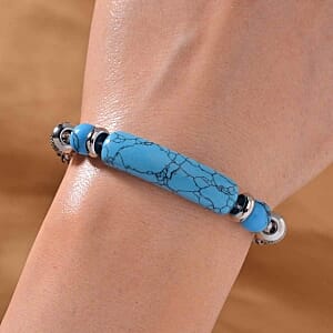 Blue Howlite 25.00 ctw Bracelet in Stainless Steel (7.00 In)