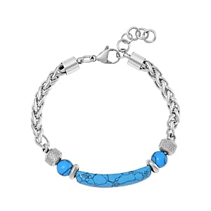 Blue Howlite 25.00 ctw Bracelet in Stainless Steel (7.00 In)