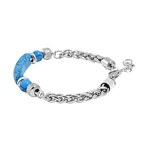 Blue Howlite 25.00 ctw Bracelet in Stainless Steel (7.00 In)