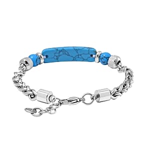 Blue Howlite 25.00 ctw Bracelet in Stainless Steel (7.00 In)