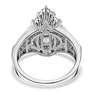 Moissanite 3.20 ctw Art Deco Ring in Rhodium Over Sterling Silver (Size 10.0)