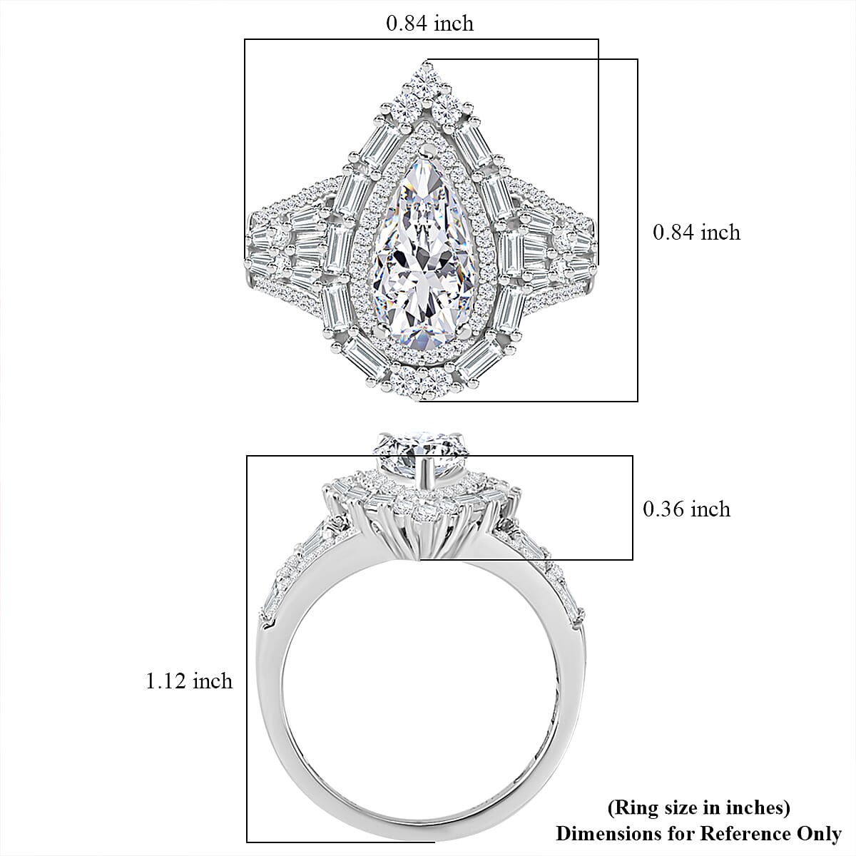 Moissanite 3.20 ctw Art Deco Ring in Rhodium Over Sterling Silver (Size 10.0)