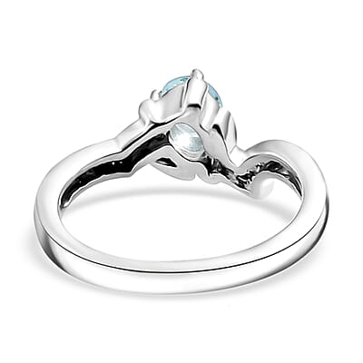 Premium Betroka Blue Apatite 0.50 ctw Turtle Ring in Rhodium Over Sterling Silver (Size 10.0)