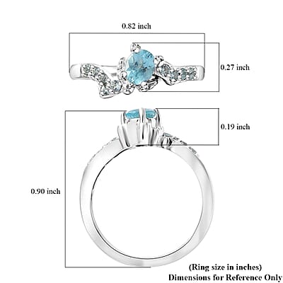 Premium Betroka Blue Apatite 0.50 ctw Turtle Ring in Rhodium Over Sterling Silver (Size 10.0)