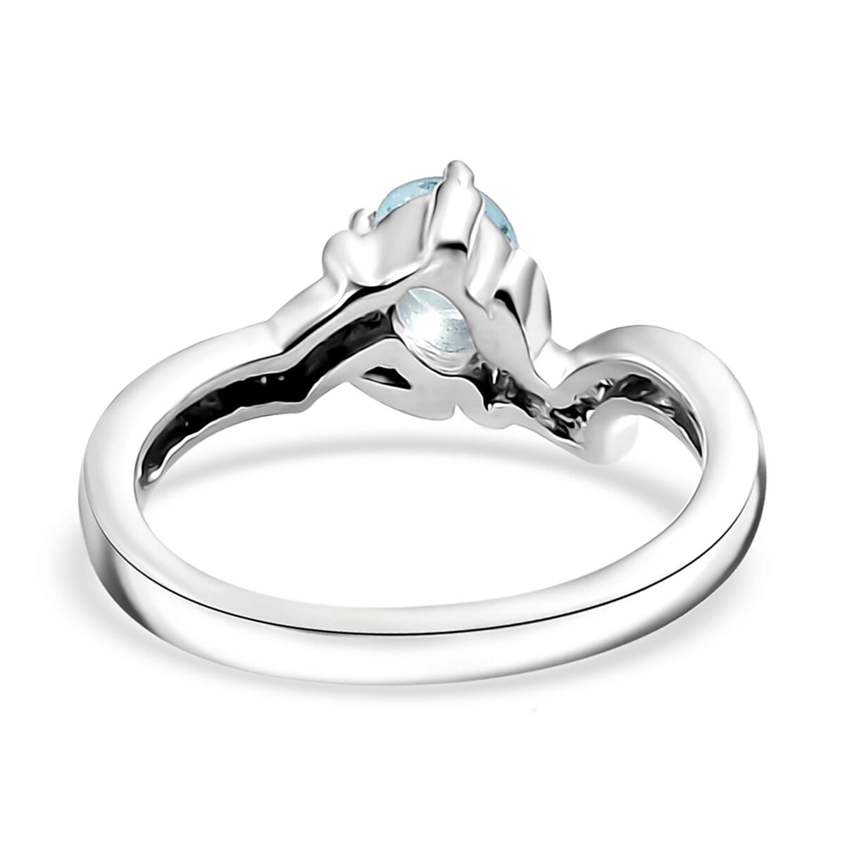 D'Joy Premium Betroka Blue Apatite 0.50 ctw Turtle Ring in Rhodium Over Sterling Silver (Size 7.0) image number 4