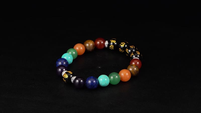 Multi Gemstone 170.00 ctw Beaded Stretch Chakra Bracelet in Stainless Steel
