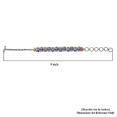 D'Joy Tanzanite 8.50 ctw Toggle Clasp Floral Bracelet in 18K Vermeil YG and Rhodium Over Sterling Silver (6.50-8.0In)