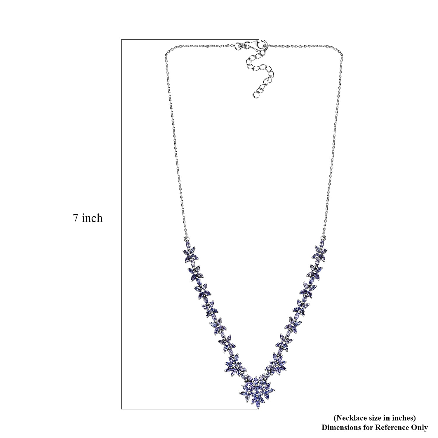 Tanzanite 8.80 ctw Bromeliad Floral Necklace in Rhodium Over Sterling Silver 18-20 Inches