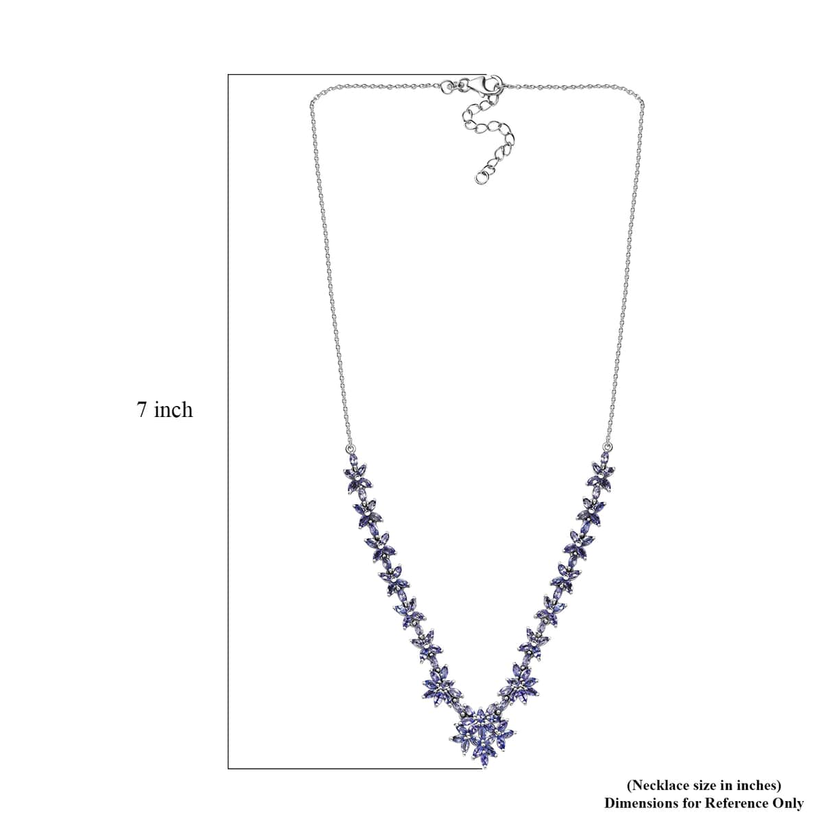 Tanzanite 8.80 ctw Bromeliad Floral Necklace in Rhodium Over Sterling Silver 18-20 Inches image number 5