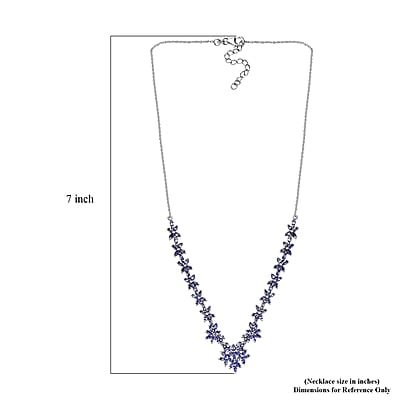 Tanzanite 8.80 ctw Bromeliad Floral Necklace in Rhodium Over Sterling Silver 18-20 Inches