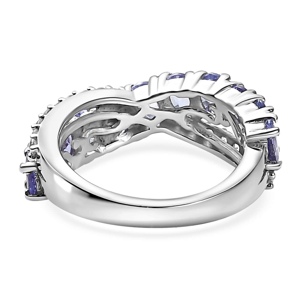 Tanzanite, White Zircon Ring in Rhodium Over Sterling Silver (Size 10.0) 2.35 ctw image number 4