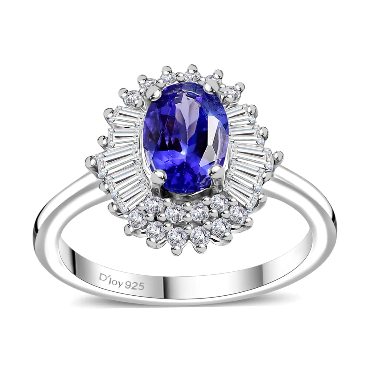 AAA Tanzanite, White Zircon Ballerina Ring in Rhodium Over Sterling Silver (Size 10.0) 1.50 ctw image number 0