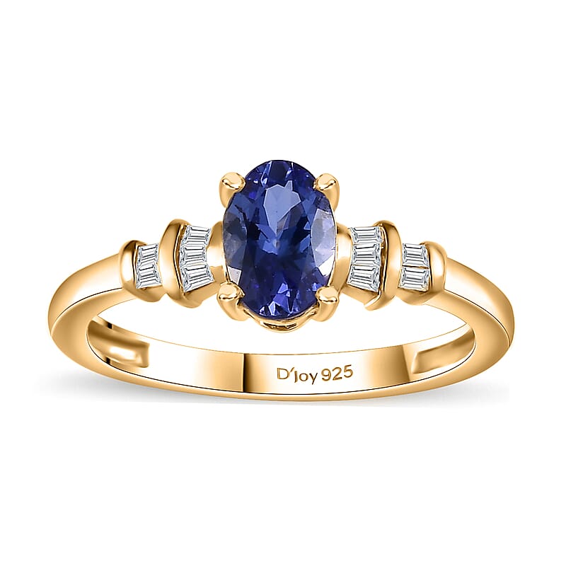 AAA Tanzanite and Diamond 0.70 ctw Ballerina Ring in 18K Vermeil Yellow Gold Over Sterling Silver (Size 10.0)