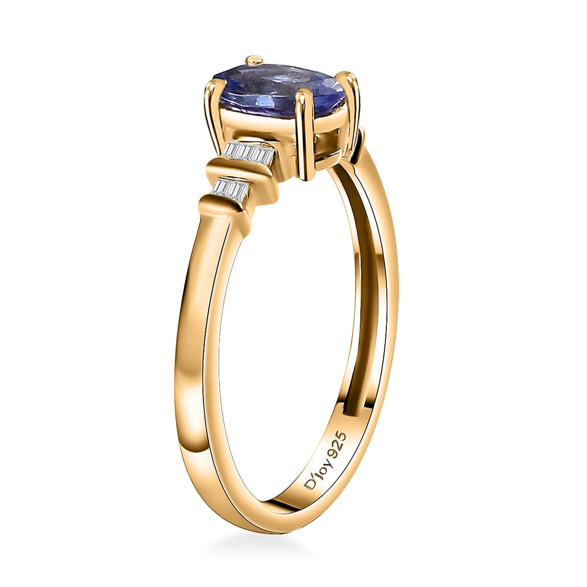 AAA Tanzanite and Diamond 0.70 ctw Ring in 18K Vermeil Yellow Gold Over Sterling Silver (Size 10.0) image number 3