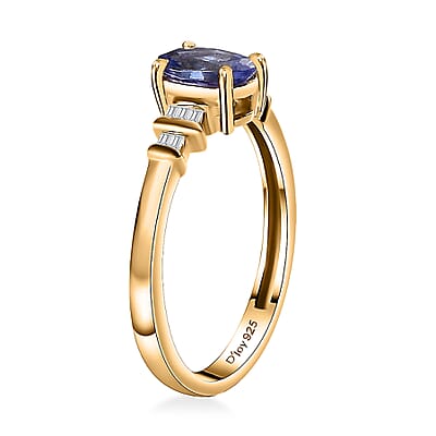 AAA Tanzanite and Diamond 0.70 ctw Ballerina Ring in 18K Vermeil Yellow Gold Over Sterling Silver (Size 10.0)
