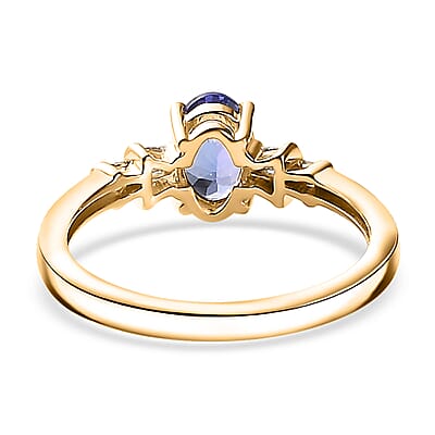 AAA Tanzanite and Diamond 0.70 ctw Ballerina Ring in 18K Vermeil Yellow Gold Over Sterling Silver (Size 10.0)