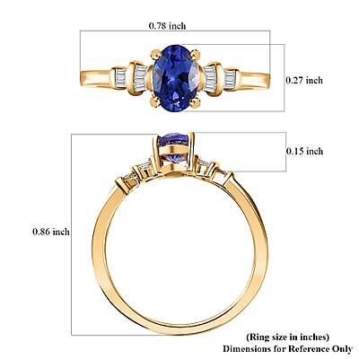 AAA Tanzanite and Diamond 0.70 ctw Ballerina Ring in 18K Vermeil Yellow Gold Over Sterling Silver (Size 10.0)