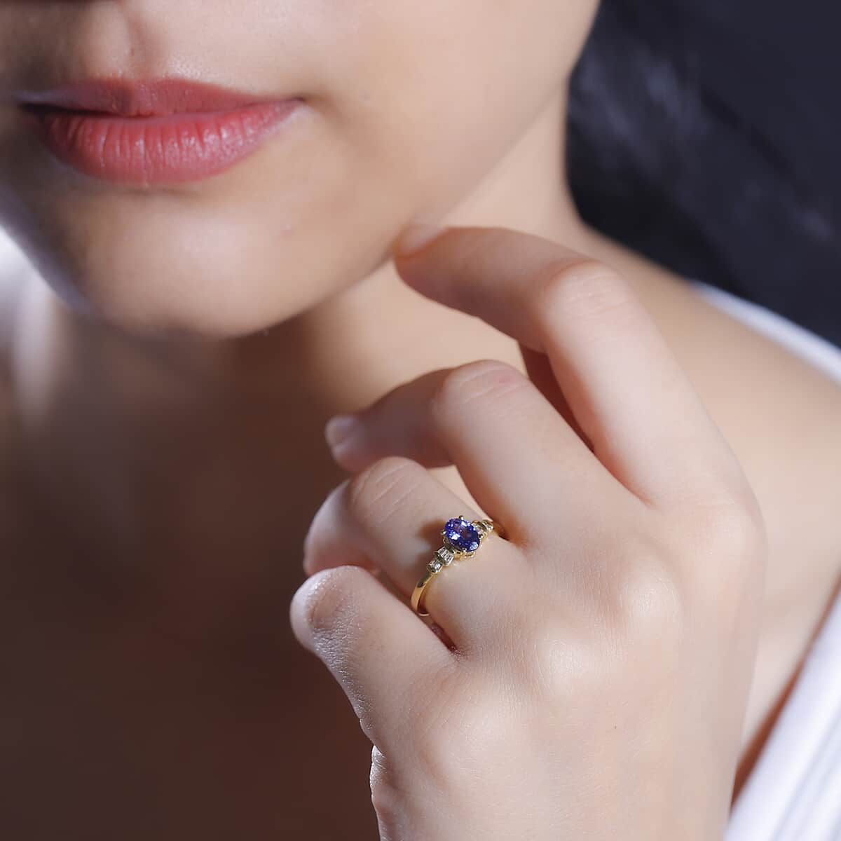 AAA Tanzanite and Diamond 0.70 ctw Ballerina Ring in 18K Vermeil Yellow Gold Over Sterling Silver (Size 6.0) image number 2