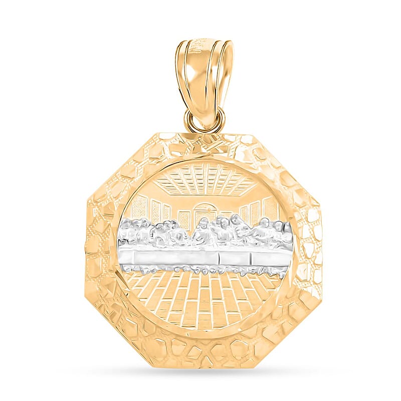 Made in America 10K Yellow and White Gold Supper Medallion Pendant 4.75 Grams