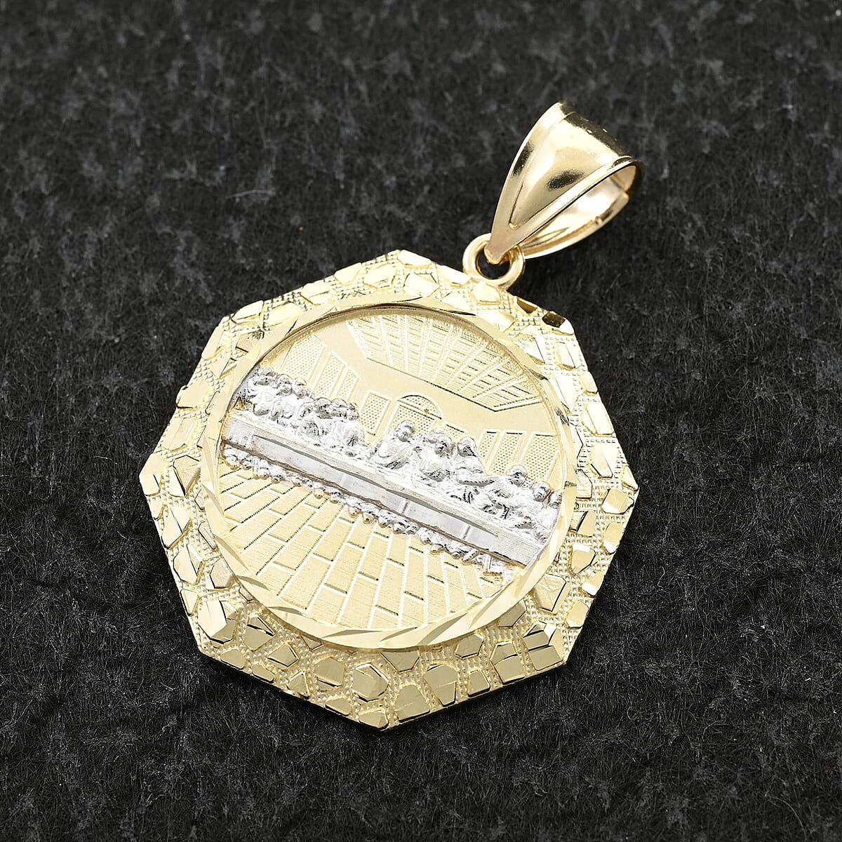 Made in America 10K Yellow and White Gold Supper Medallion Pendant 4.75 Grams image number 1