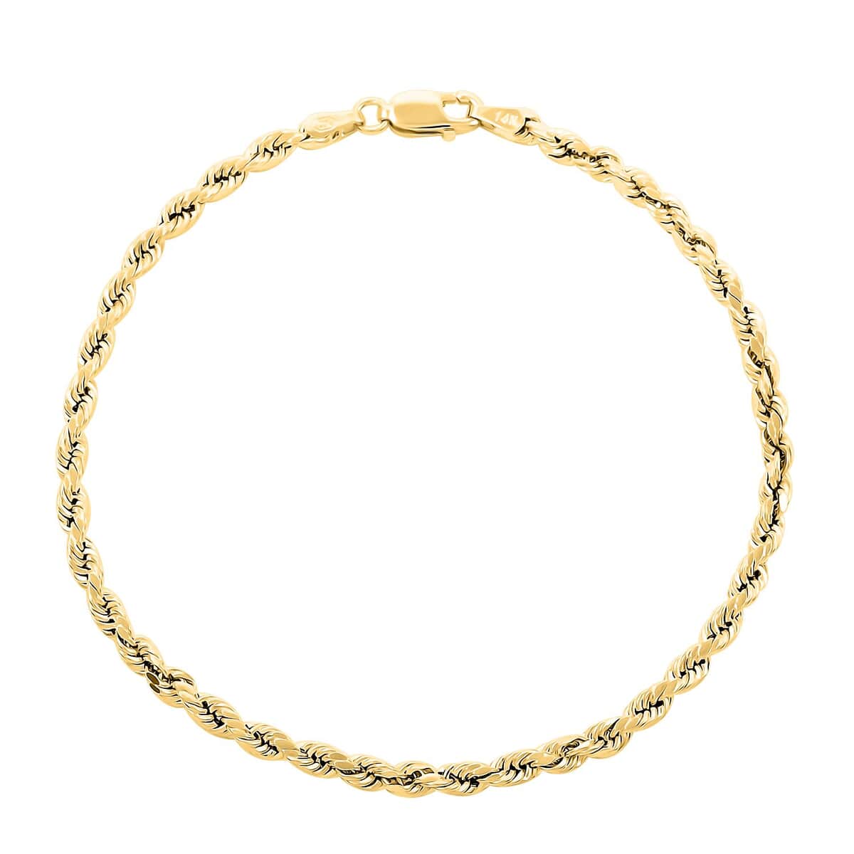 14K Yellow Gold 3.15mm Diamond-Cut Rope Chain Bracelet (8.00 In) 2.60 Grams image number 0