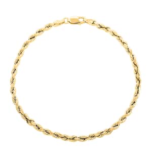 14K Yellow Gold 3.15mm Diamond-Cut Rope Chain Bracelet (8.00 In) 2.60 Grams