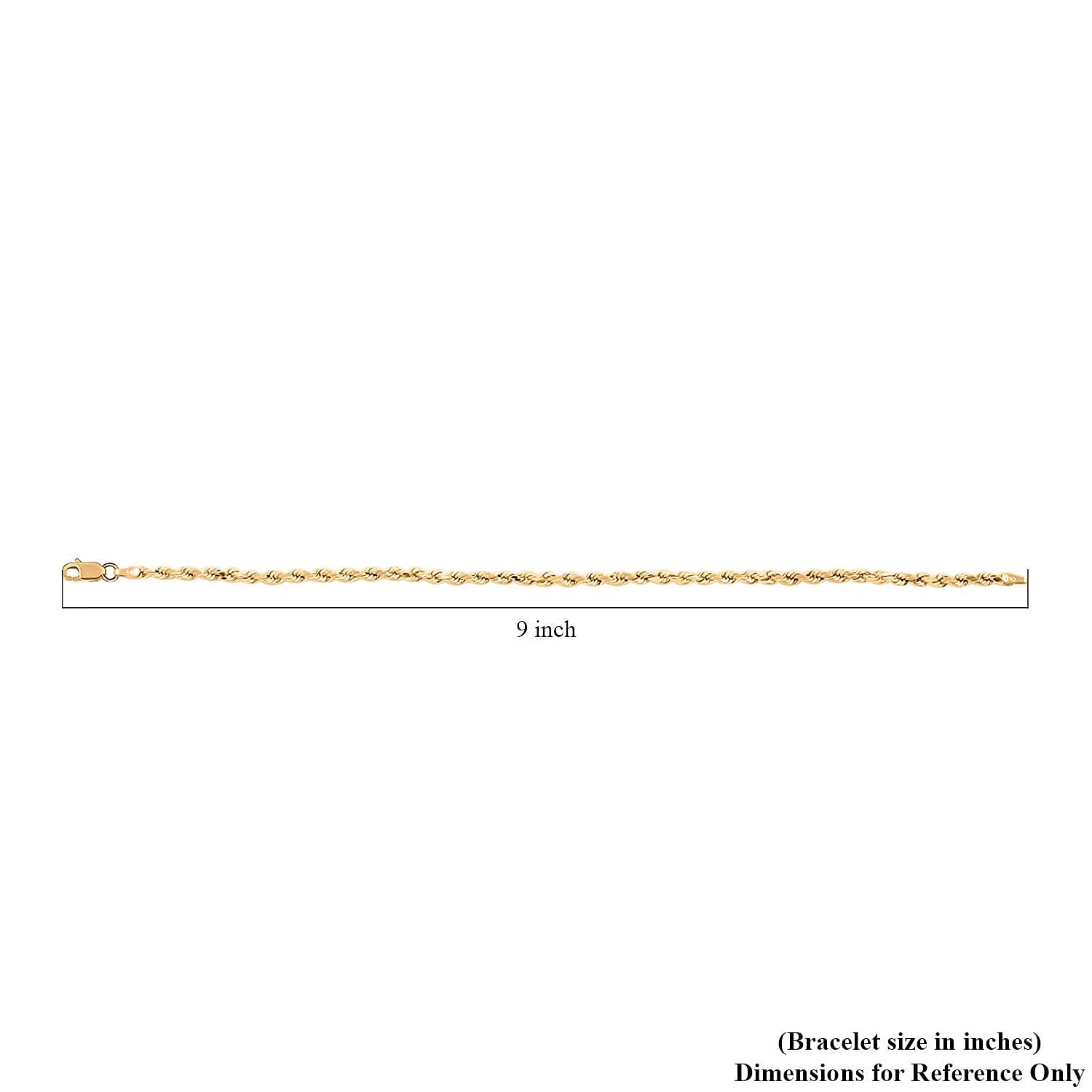 14K Yellow Gold 3.15mm Diamond-Cut Rope Chain Bracelet (8.00 In) 2.60 Grams