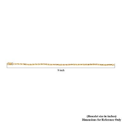 14K Yellow Gold 3.15mm Diamond-Cut Rope Chain Bracelet (8.00 In) 2.60 Grams