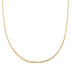14K Yellow Gold 2.2mm Diamond-Cut Rope Chain Necklace 22 Inches 3.85 Grams