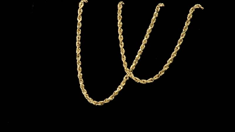 14K Yellow Gold 2.2mm Diamond-Cut Rope Chain Necklace 22 Inches 3.85 Grams