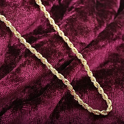 14K Yellow Gold 2.2mm Diamond-Cut Rope Chain Necklace 22 Inches 3.85 Grams