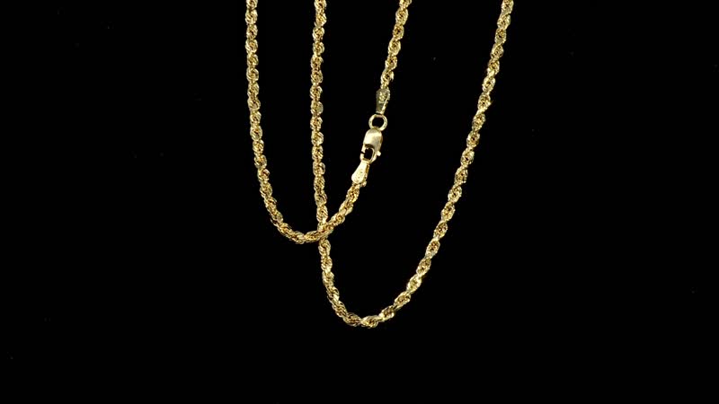 14K Yellow Gold 2.2mm Diamond-Cut Rope Chain Necklace 22 Inches 3.85 Grams