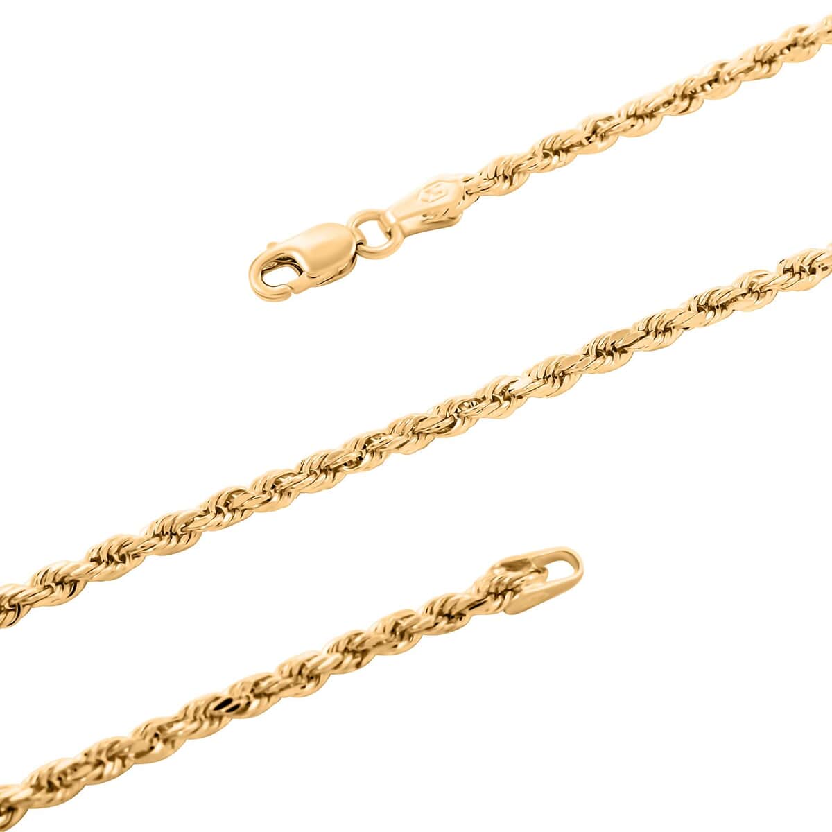 14K Yellow Gold 2.2mm Diamond-Cut Rope Chain Necklace 22 Inches 3.85 Grams image number 2